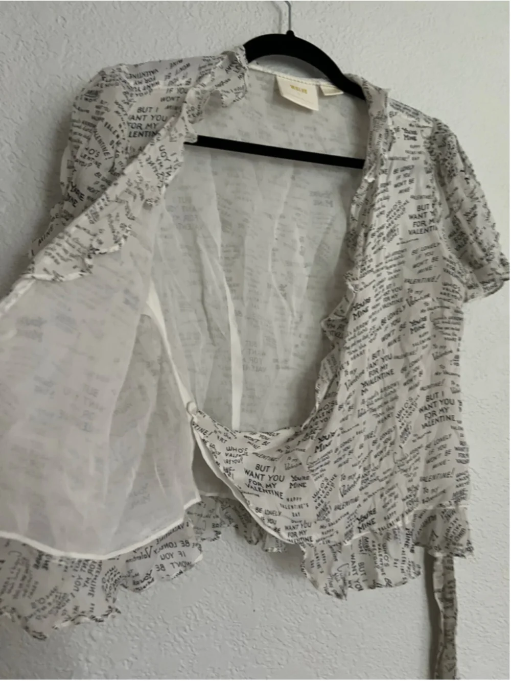 Anthropologie Maeve Women's Love Note Size S Valentine Print Wrap Top Newspaper
